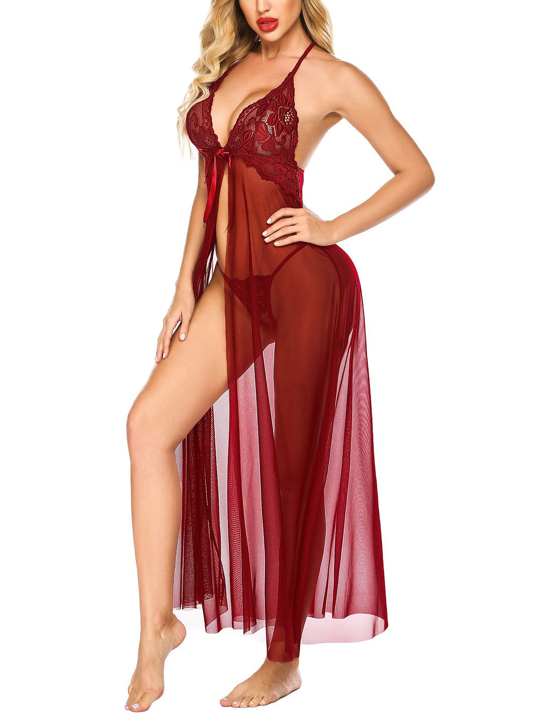 Dreamy Babydoll Lingerie Dress – Soft Net with Lace Detail