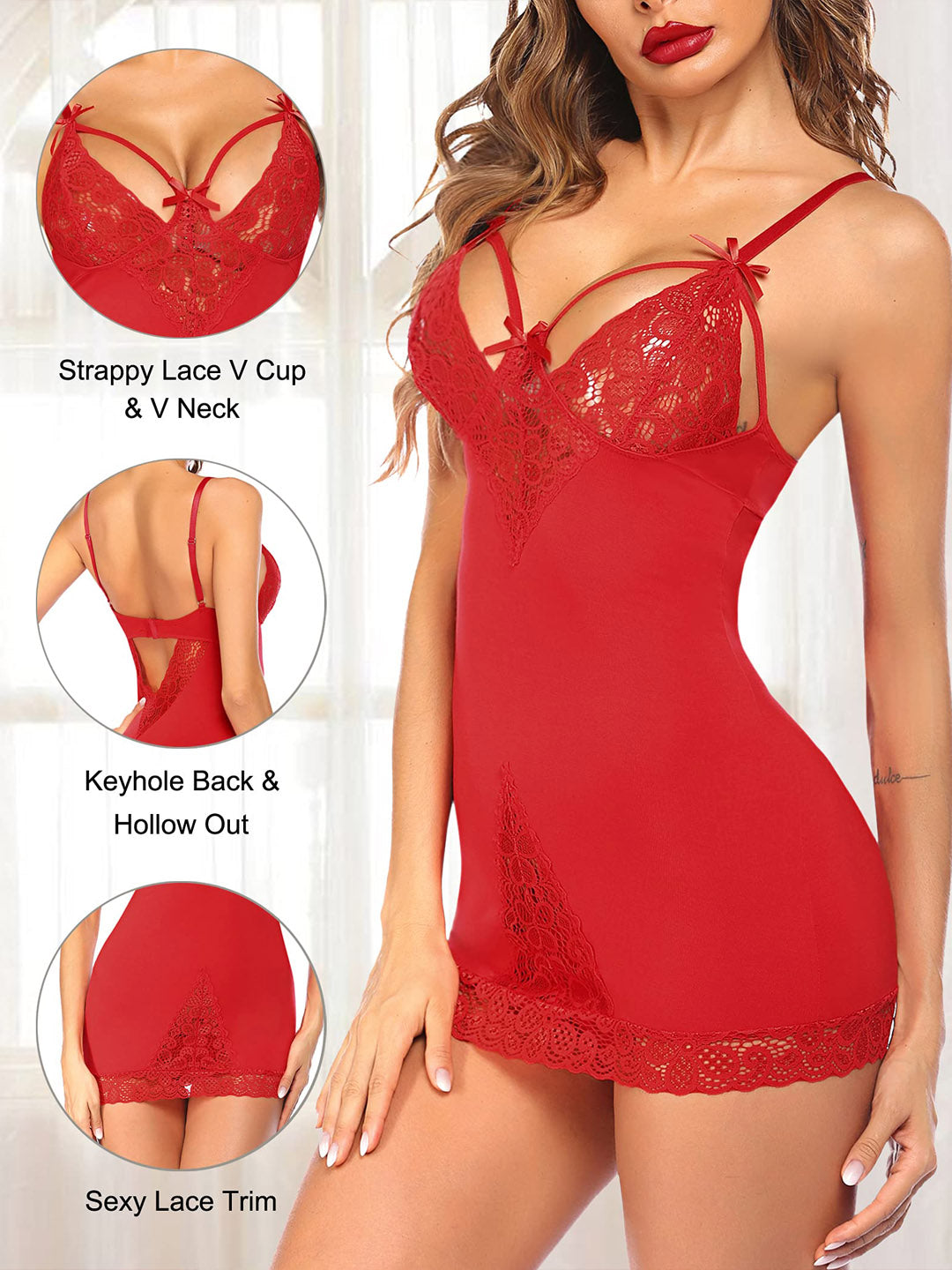 Boldbelle Romantic Lace Babydoll Night Dress